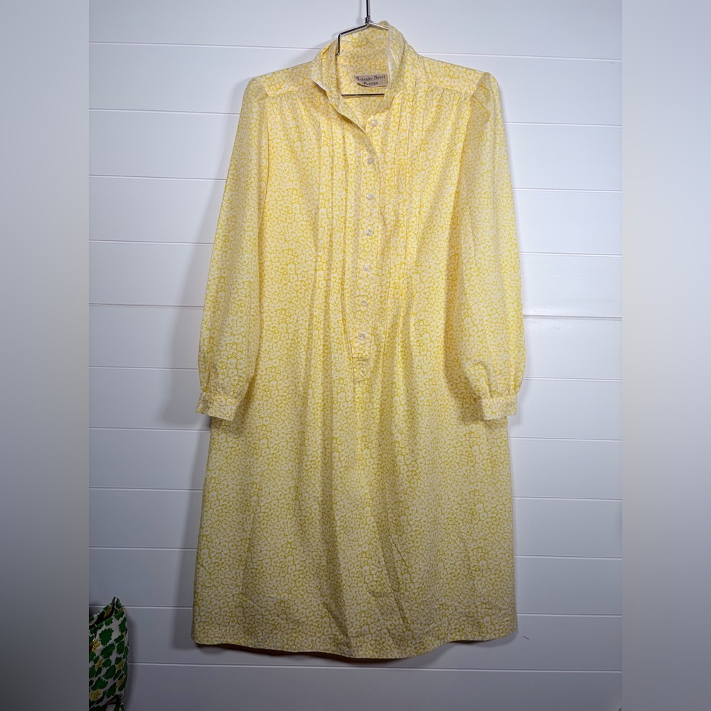 Schrader Sport Petites Vintage Yellow Floral Women's Dress Guesstimate Medium